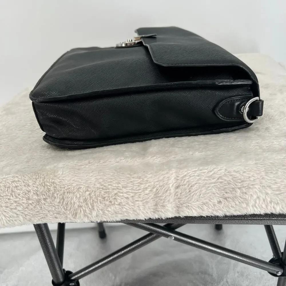 TUMI MCMLXXV Coated Canvas & Leather Top Handle Locking Briefcase Messenger Bag